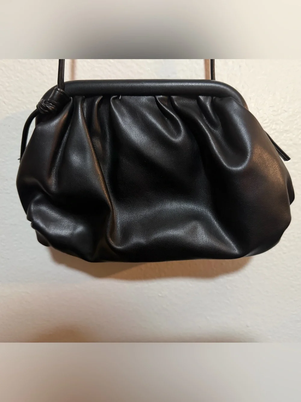 Steve Madden Black Ruched Frame Clutch with Wrist Strap
